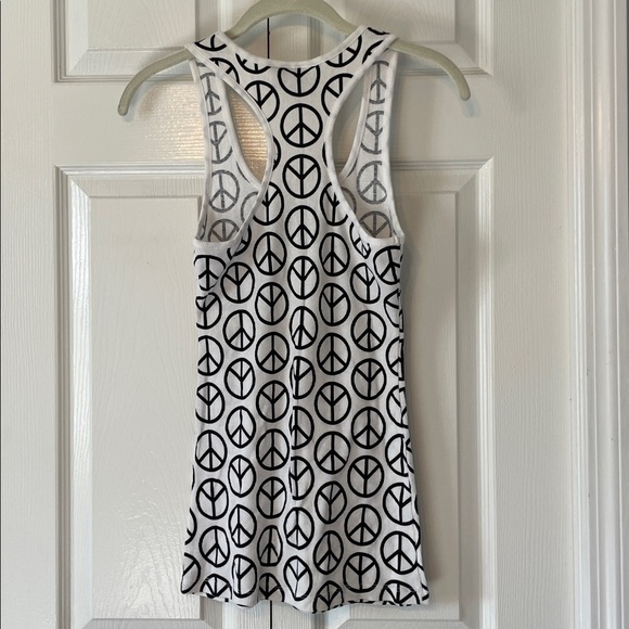 Jet Set Peace Sign Racerback Tank Top - Picture 2 of 5